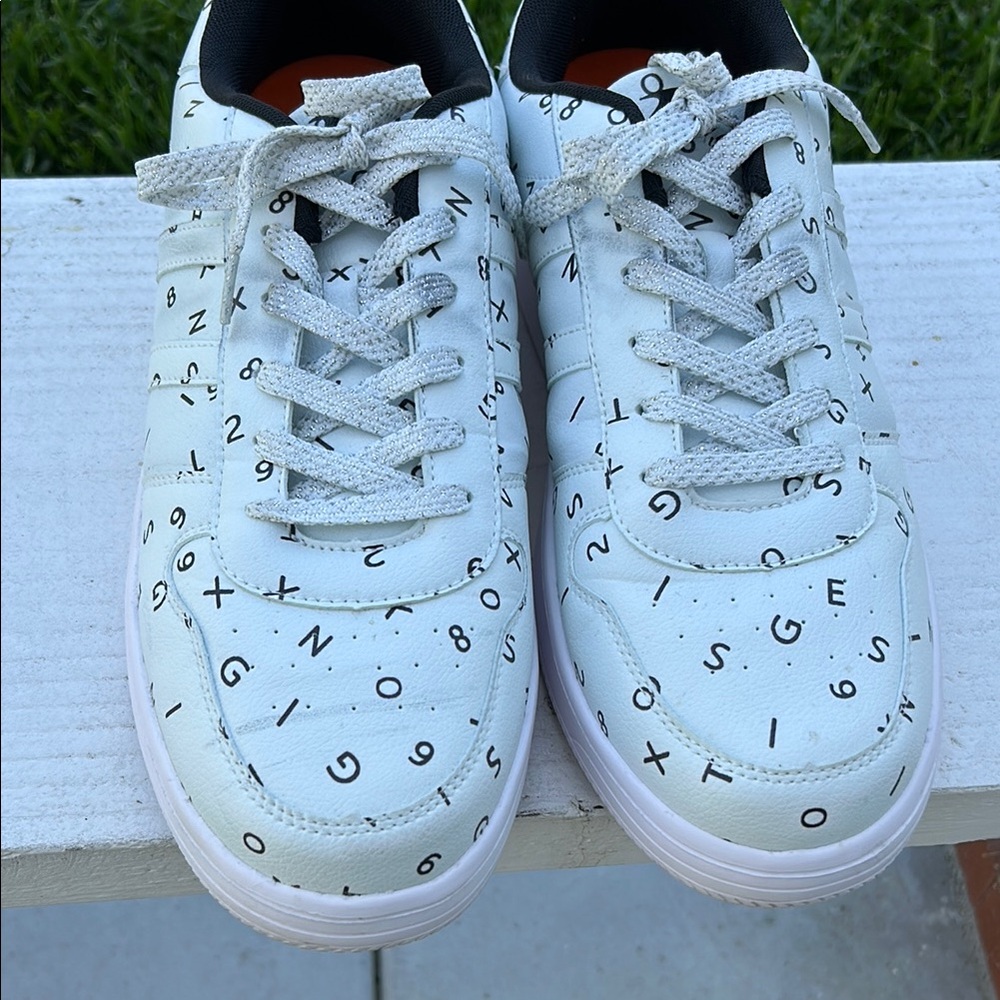 White Sneakers with Letter Print